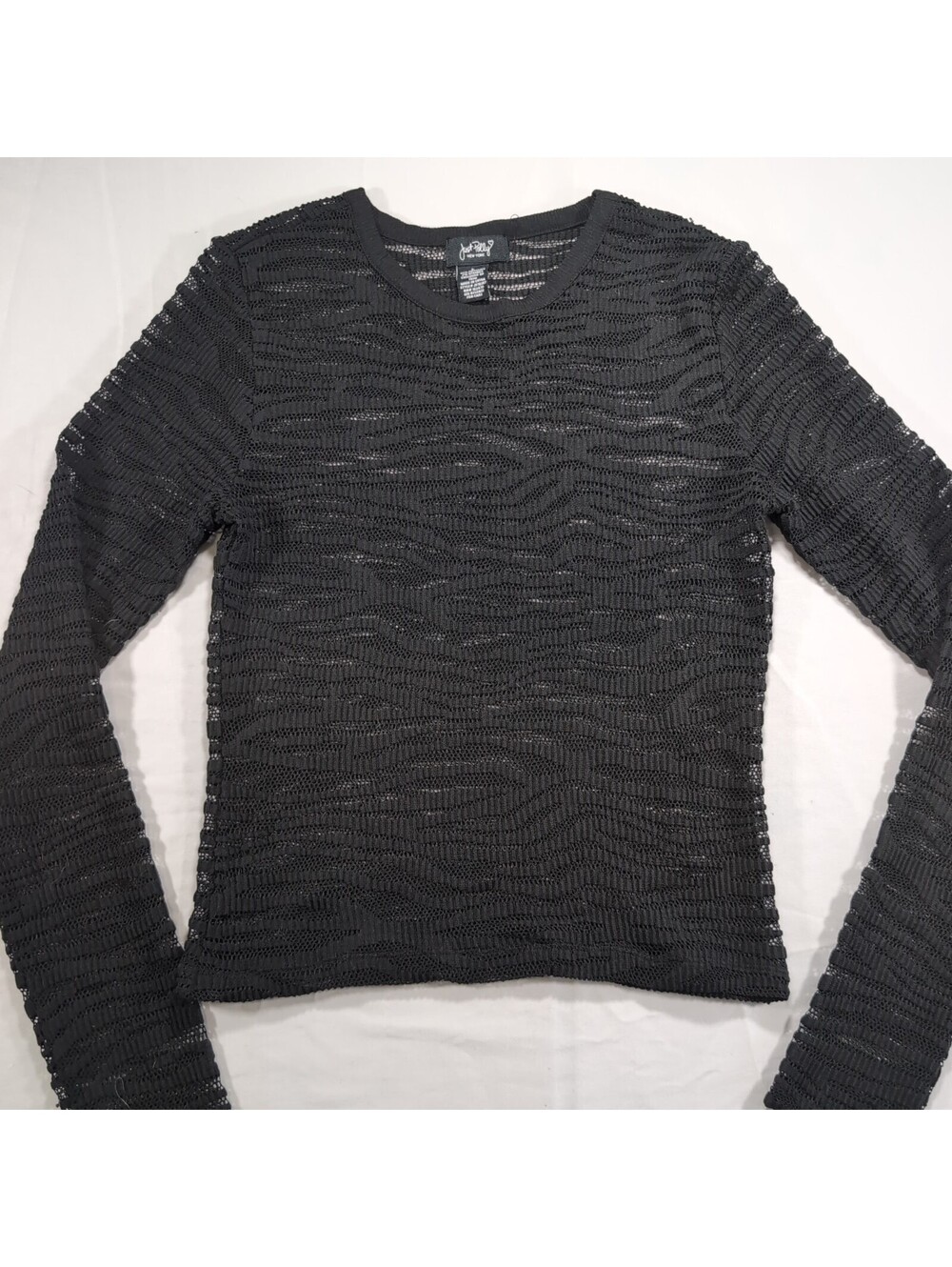 Just Polly Textured Sheer Long Sleeve Top Size L